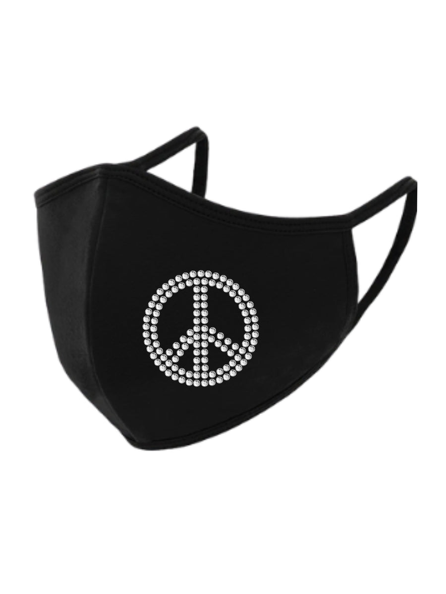 Peace Sign Rhinestone Face Mask