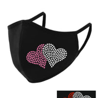 Double Heart Rhinestone Face Mask